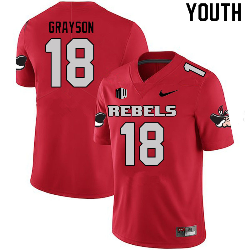 Youth #18 Shaun Grayson UNLV Rebels College Football Jerseys Sale-Scarlet